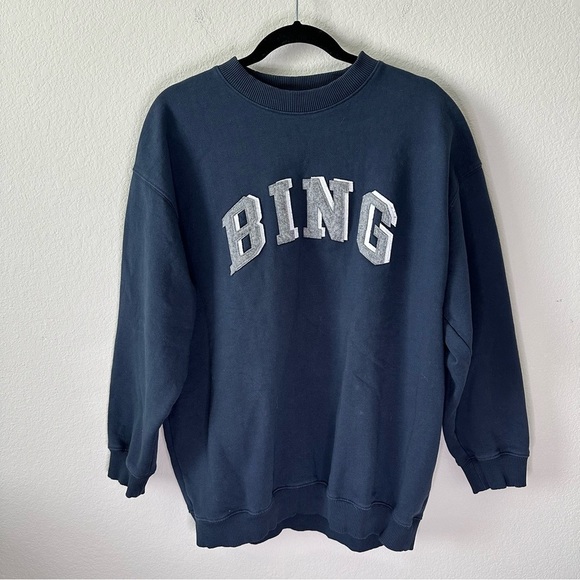Anine Bing Dark Blue Sweatshirt with White Lettering - Picture 3 of 9
